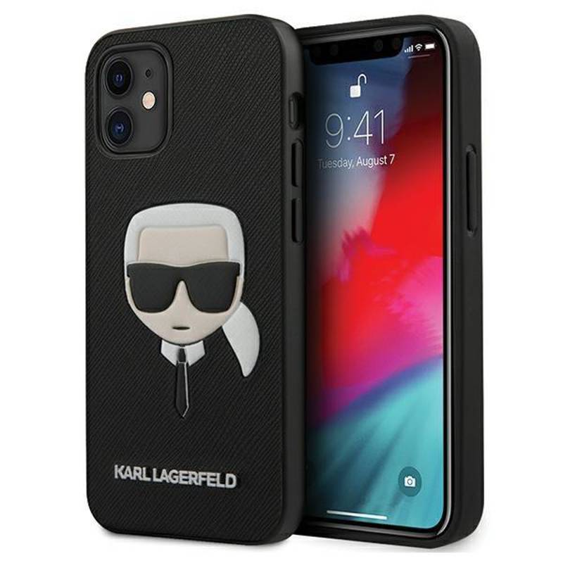 Karl Lagerfeld® Saffiano Karl`s Head Ikonik HardCase Cover (iPhone 12 / 12 Pro) black